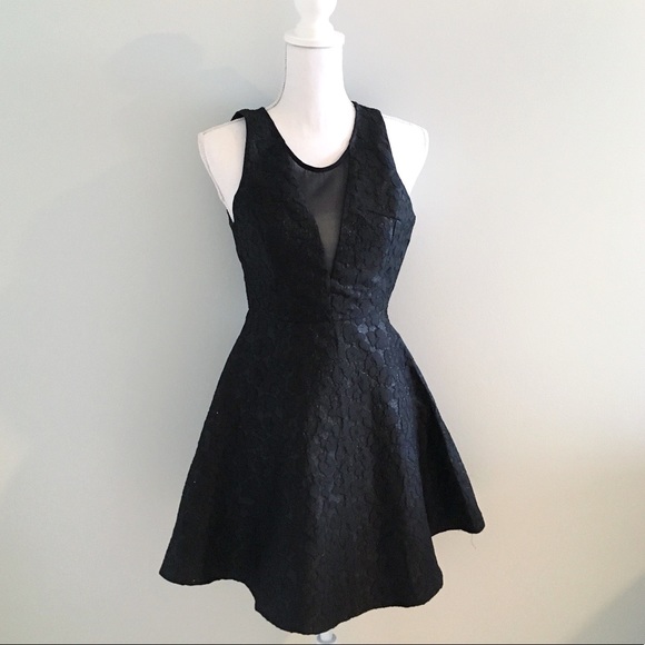 Astr Dresses & Skirts - ASTR Black Jacquard Shimmer Leopard Flare Dress